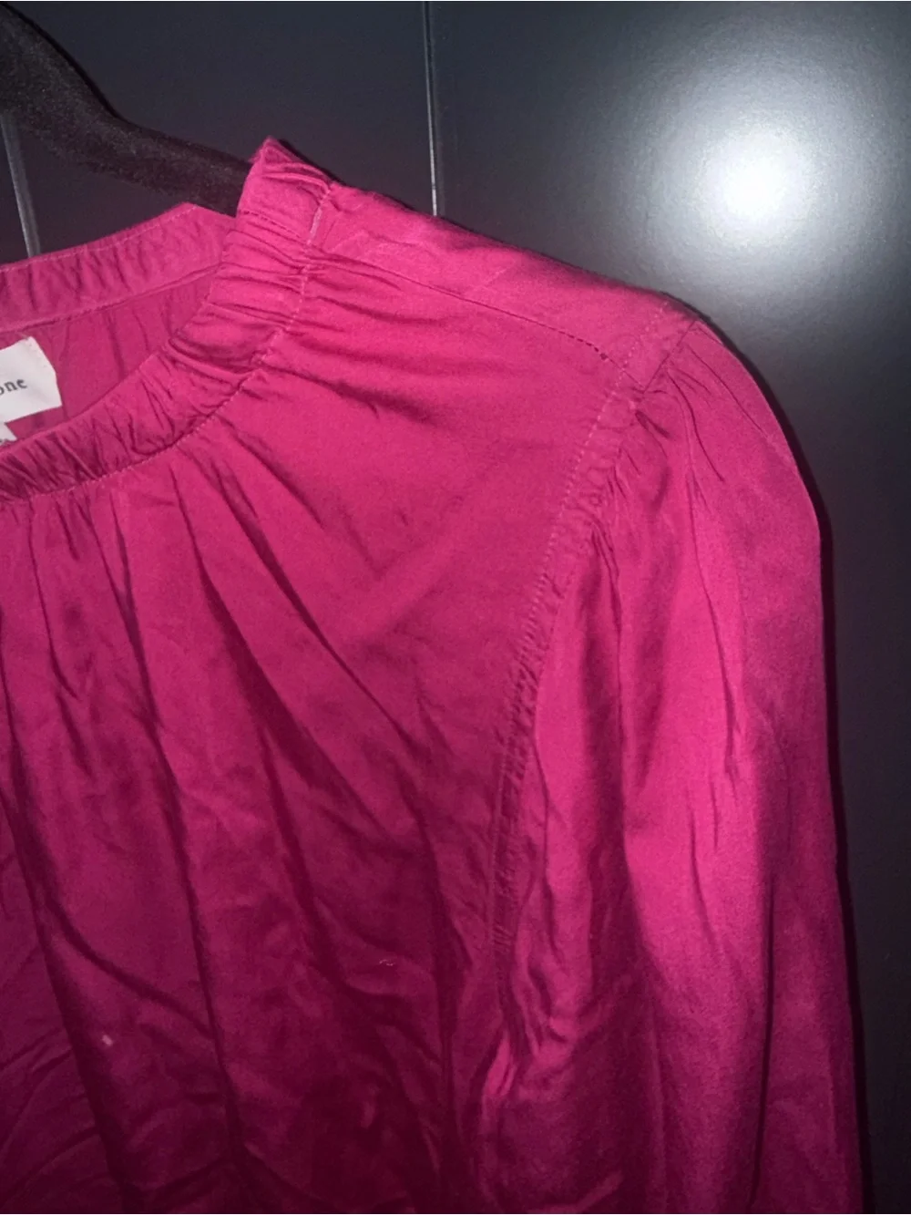 🌷 NEW Evereve Cloth & Stone Luxe Satin Banded Blouse Berryfizz Pink - Picture 6 of 13